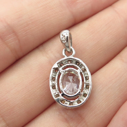 925 Sterling Silver Oval-Cut C Z Pendant