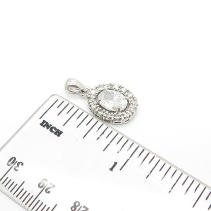 925 Sterling Silver Oval-Cut C Z Pendant