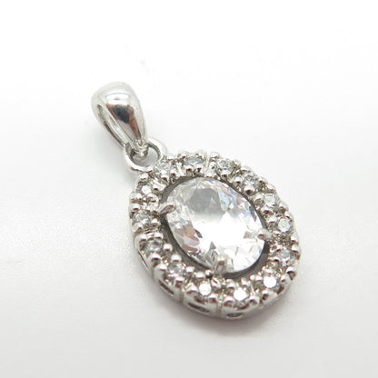 925 Sterling Silver Oval-Cut C Z Pendant