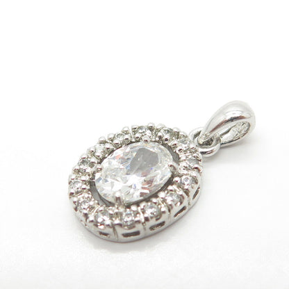 925 Sterling Silver Oval-Cut C Z Pendant