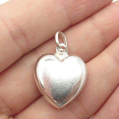835 Silver Vintage Portugal Etched Puffy Heart Charm Pendant