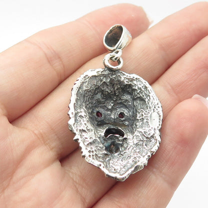 925 Sterling Silver Vintage Lab-Created Ruby Lion Pendant