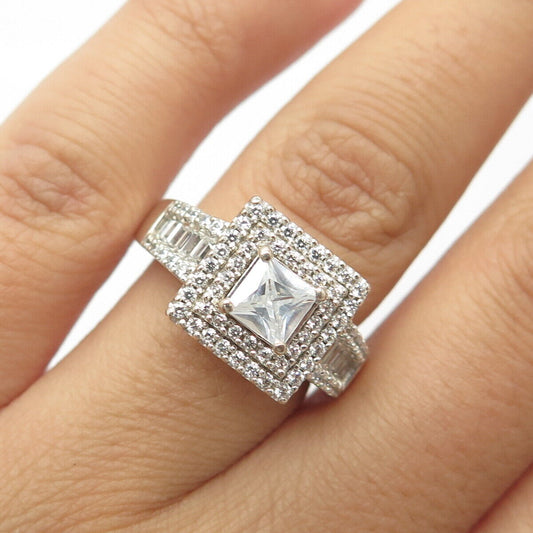 925 Sterling Silver Pave C Z Ring Size 6.75