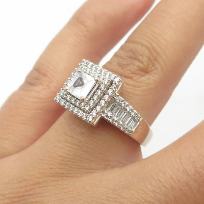 925 Sterling Silver Pave C Z Ring Size 6.75