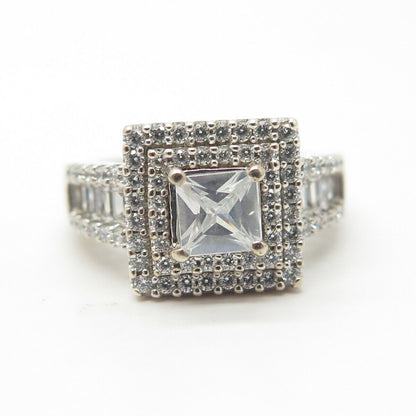 925 Sterling Silver Pave C Z Ring Size 6.75