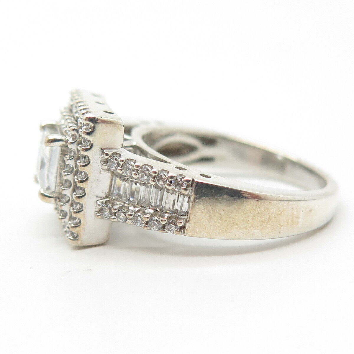 925 Sterling Silver Pave C Z Ring Size 6.75