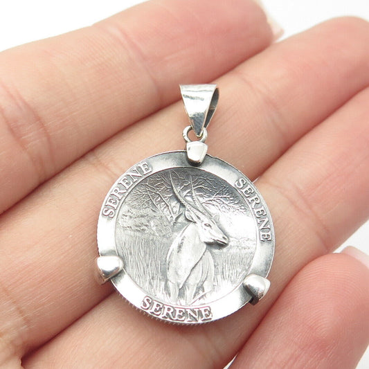 925 Sterling Silver Vintage "Serene Empowers Inspires Celebrated" Oryx Pendant