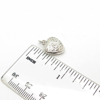 925 Sterling Silver Antique Puffy Heart 3D Charm Pendant