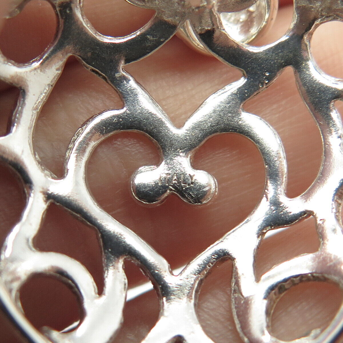 925 Sterling Silver Vintage Italy Milor Ornate Heart Pendant