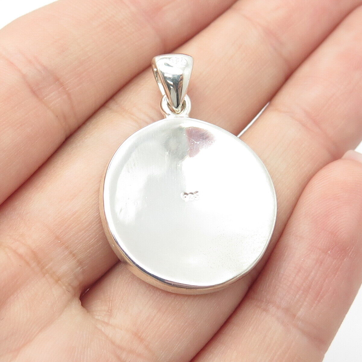 925 Sterling Silver Mother-of-Pearl & Enamel Swirl Pendant