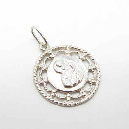 925 Sterling Silver Vintage Religious Theme Charm Pendant