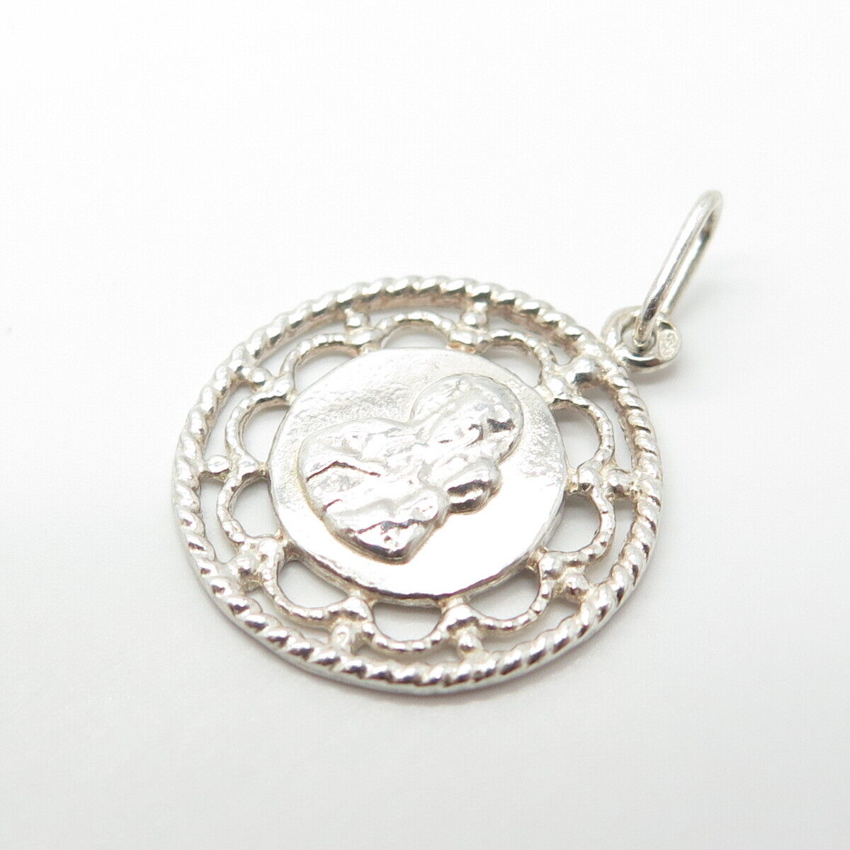 925 Sterling Silver Vintage Religious Theme Charm Pendant