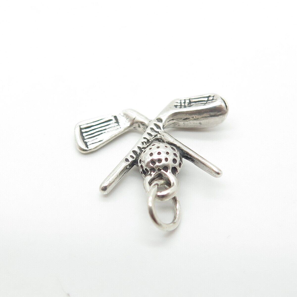 925 Sterling Silver Vintage Hockey Stick & Ball Charm Pendant