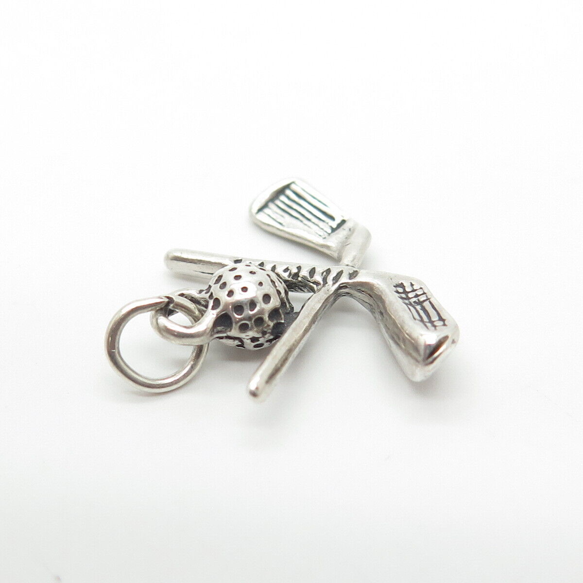 925 Sterling Silver Vintage Hockey Stick & Ball Charm Pendant