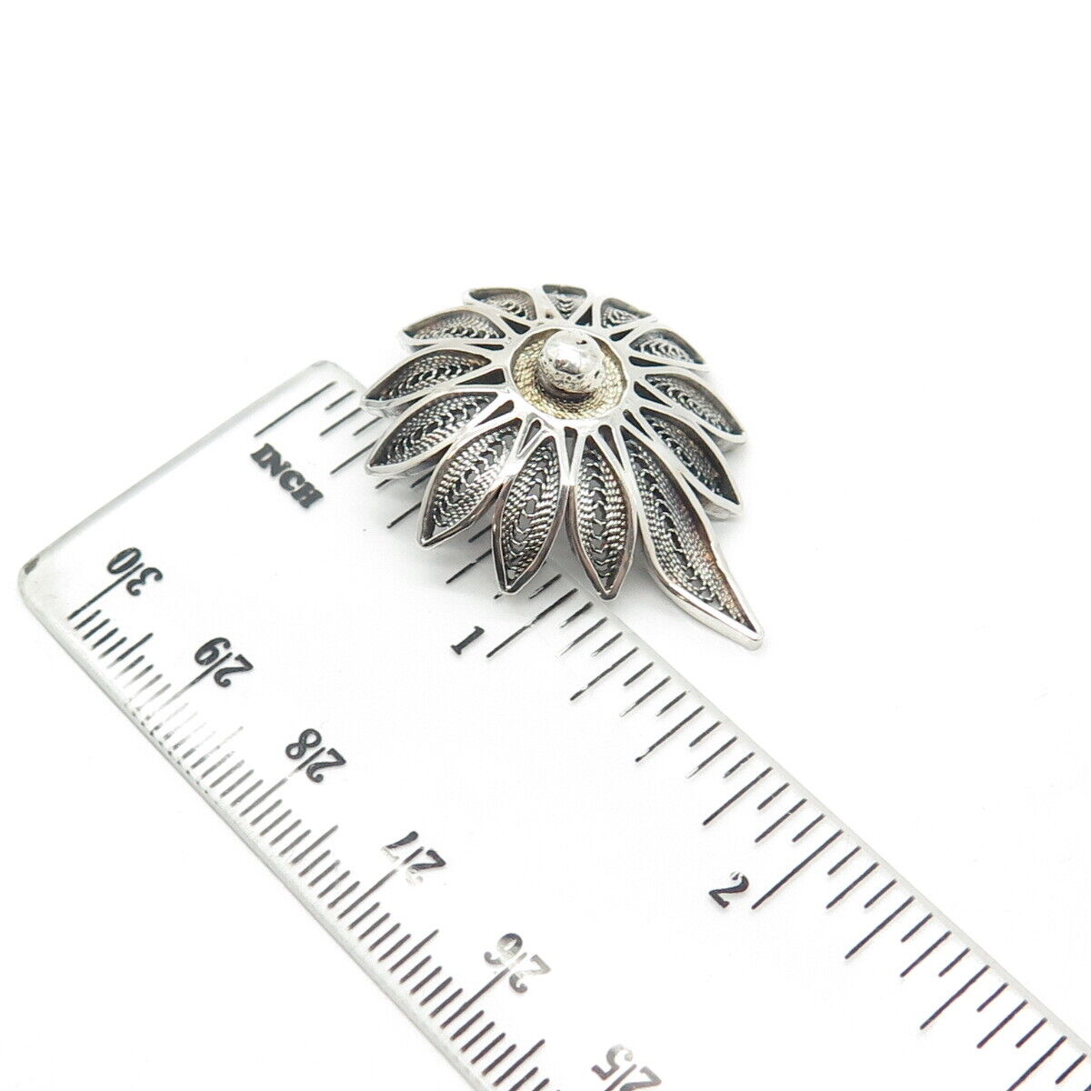 925 Sterling Silver Vintage Filigree Floral Slide Pendant