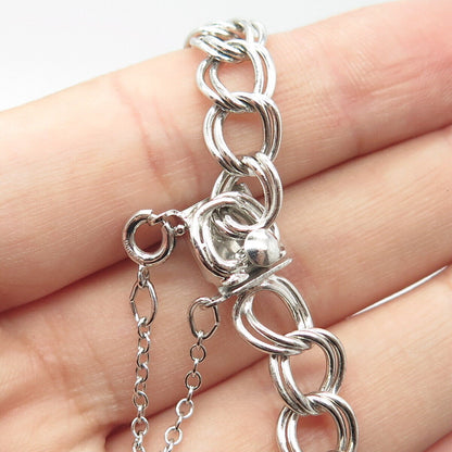 925 Sterling Silver Vintage Double Cable Link Bracelet 6.5"