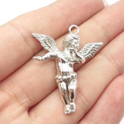 925 Sterling Silver Vintage Cherub Angel Pendant