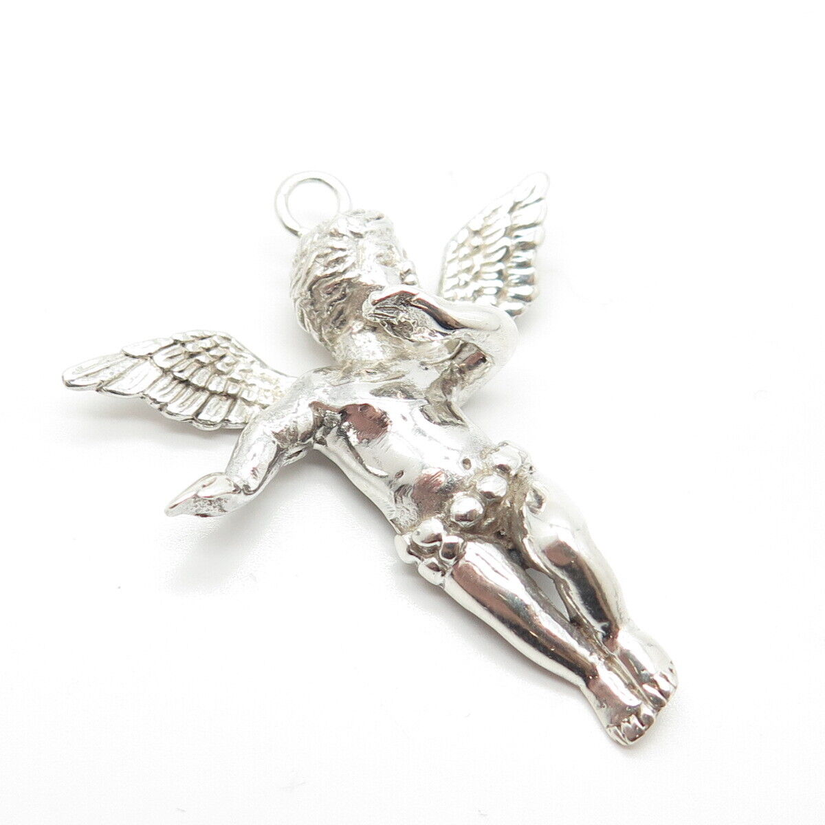 925 Sterling Silver Vintage Cherub Angel Pendant