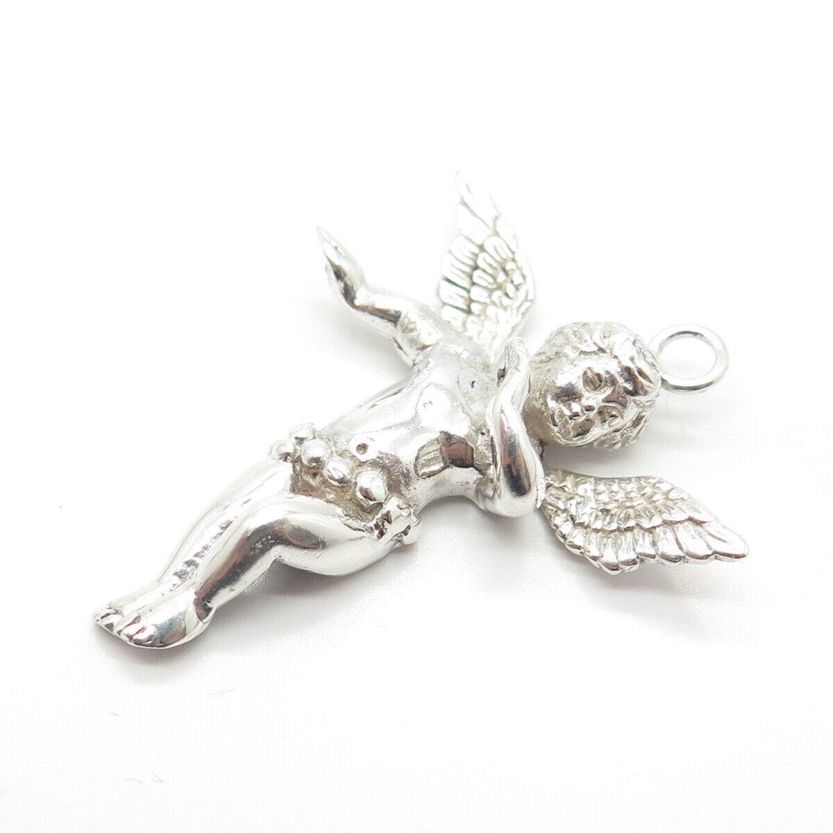 925 Sterling Silver Vintage Cherub Angel Pendant