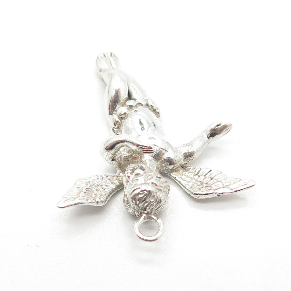 925 Sterling Silver Vintage Cherub Angel Pendant