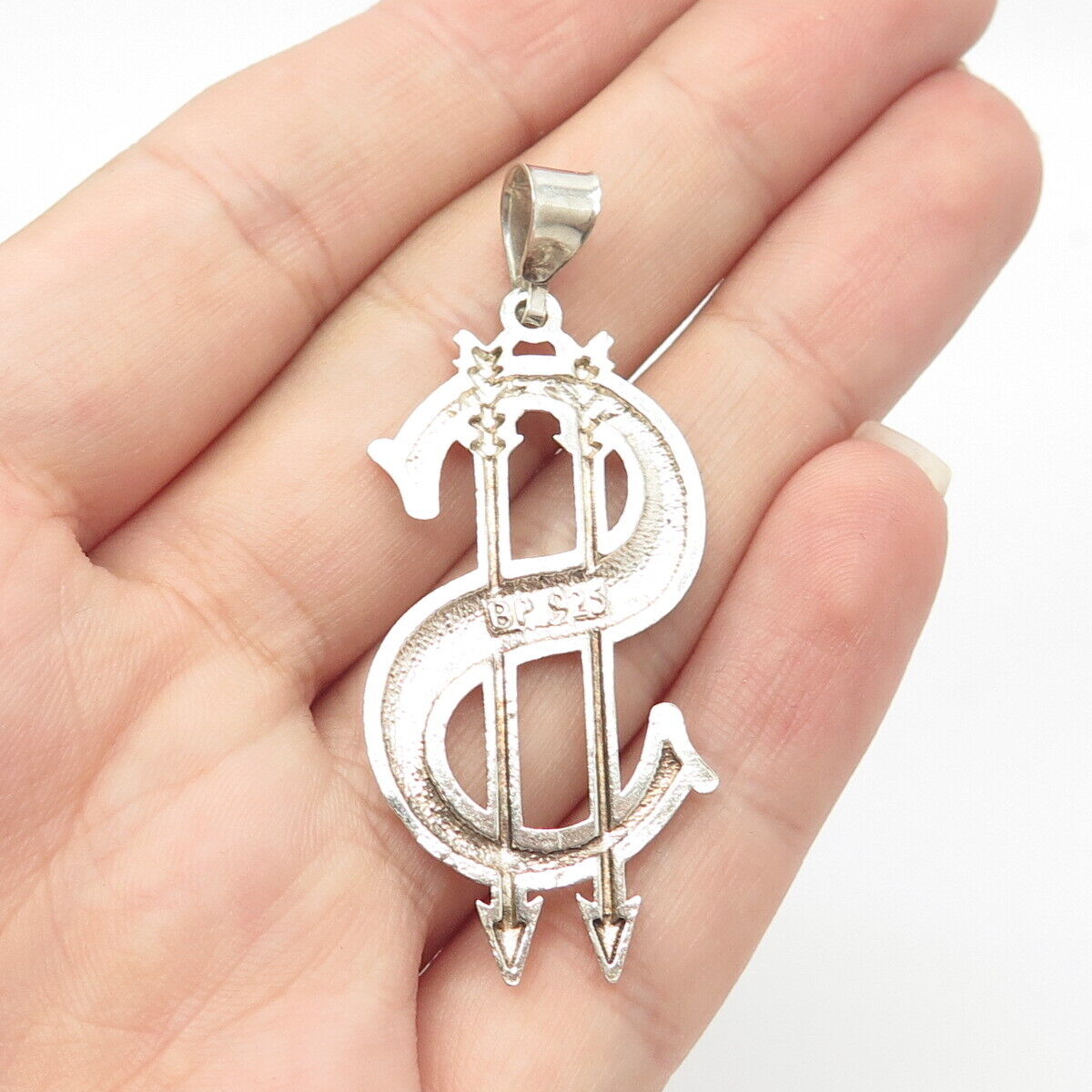 925 Sterling Silver Vintage Berna Peci Dollar Sign Pendant