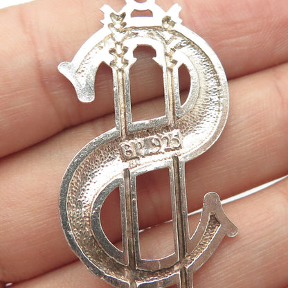 925 Sterling Silver Vintage Berna Peci Dollar Sign Pendant