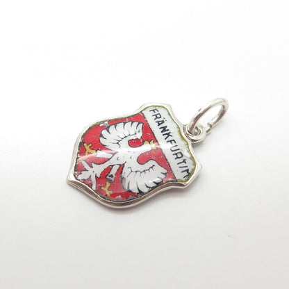 800 Silver Vintage EHj Germany Enamel Frankfurt am Main Shield Charm Pendant