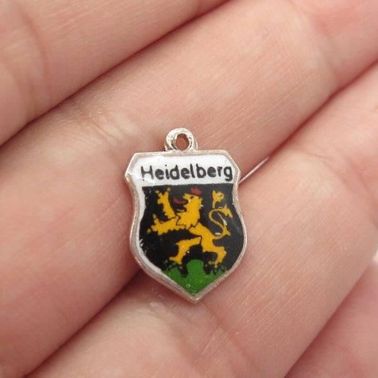 800 Silver Vintage Antiko Germany Enamel Heidelberg Coat of Arms Charm Pendant