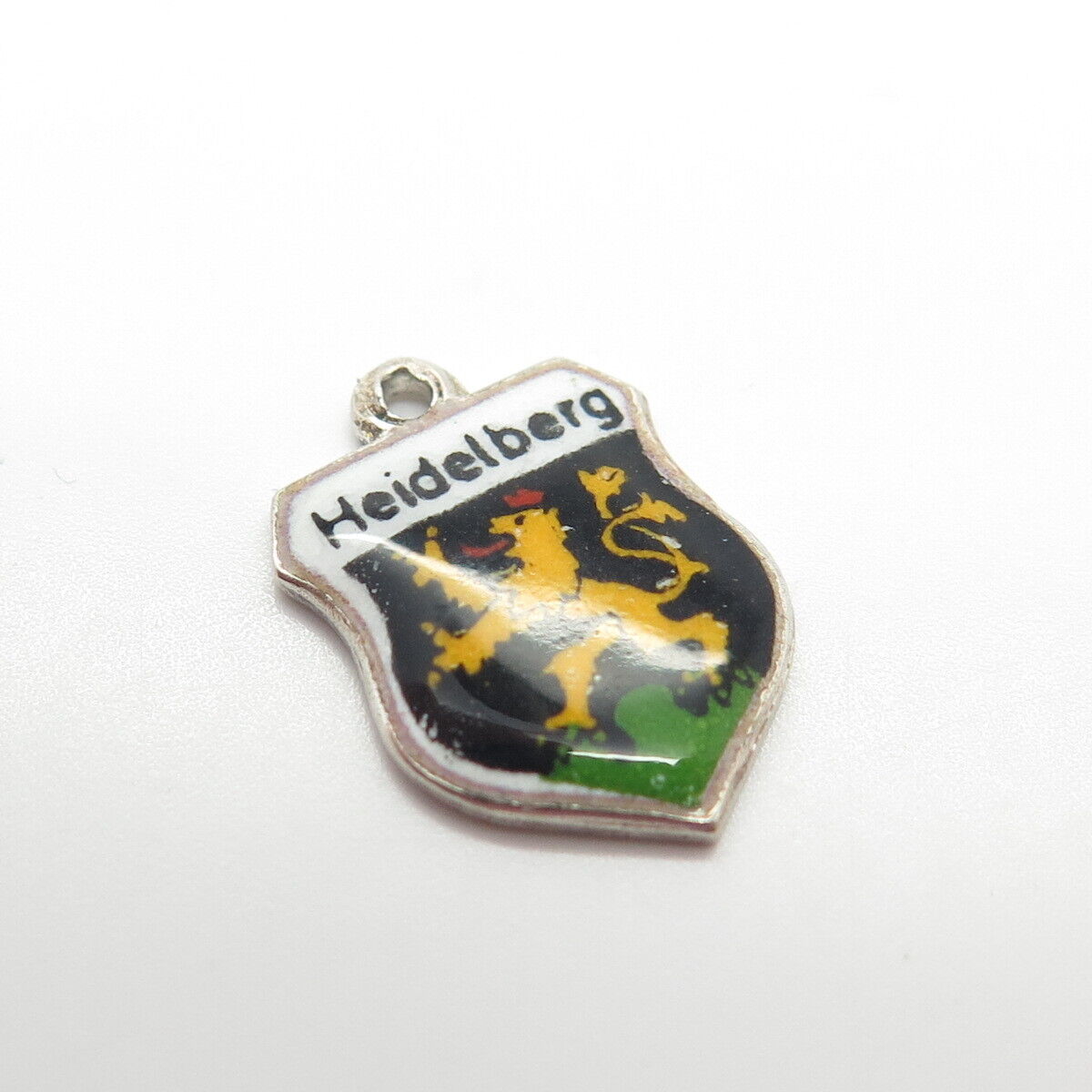 800 Silver Vintage Antiko Germany Enamel Heidelberg Coat of Arms Charm Pendant