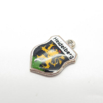 800 Silver Vintage Antiko Germany Enamel Heidelberg Coat of Arms Charm Pendant