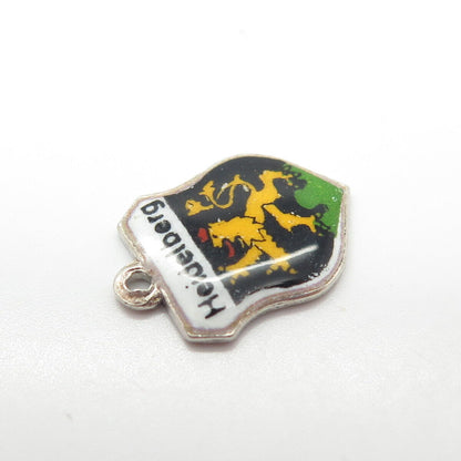 800 Silver Vintage Antiko Germany Enamel Heidelberg Coat of Arms Charm Pendant