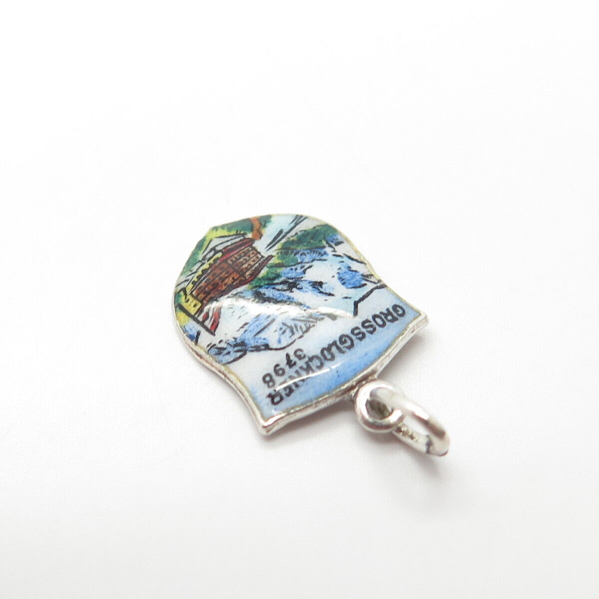 800 Silver Vintage KW Austria Enamel Grossglockner Shield Charm Pendant