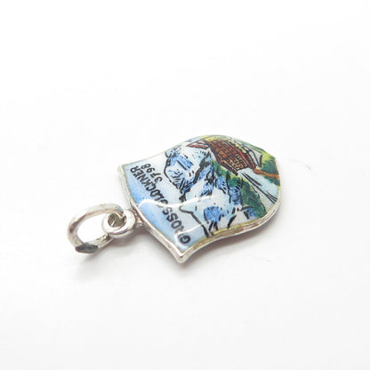 800 Silver Vintage KW Austria Enamel Grossglockner Shield Charm Pendant