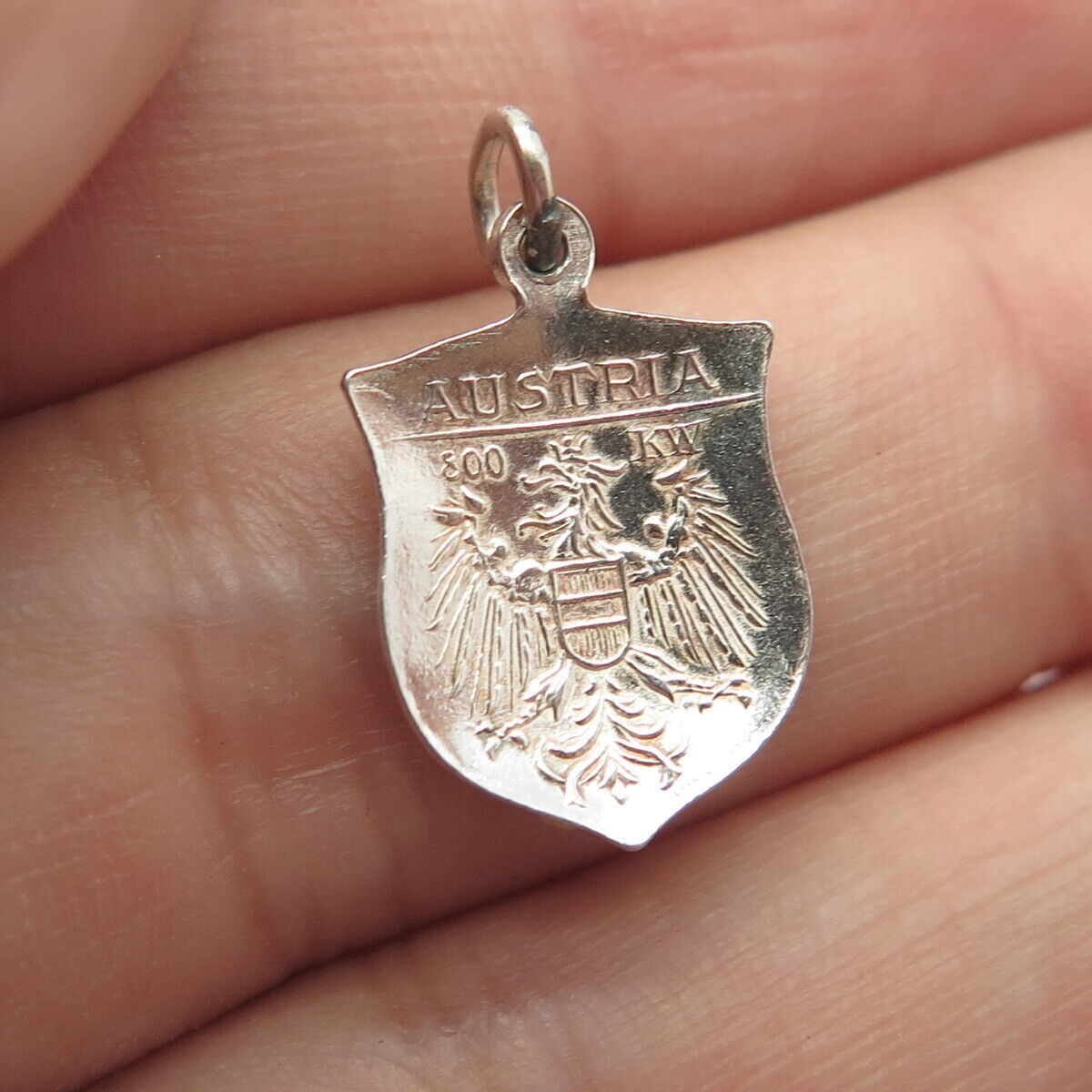 800 Silver Vintage KW Austria Enamel Grossglockner Shield Charm Pendant