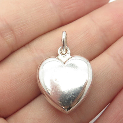 835 Silver Vintage Portugal Etched Chatelaine Heart Charm Pendant