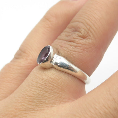 925 Sterling Silver Vintage Real Amethyst Gem Ring Size 6