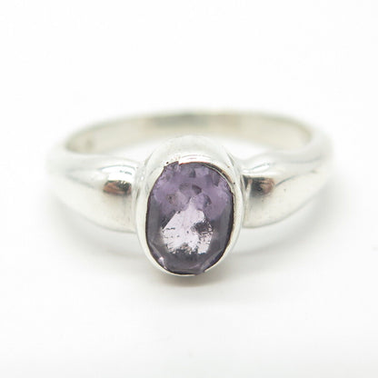 925 Sterling Silver Vintage Real Amethyst Gem Ring Size 6