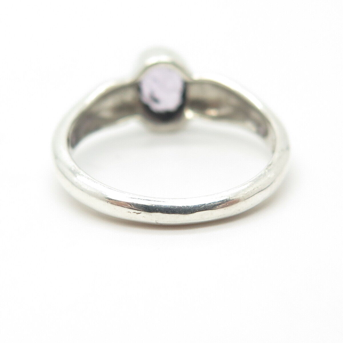 925 Sterling Silver Vintage Real Amethyst Gem Ring Size 6