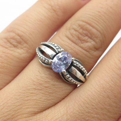 925 Sterling Silver Vintage Prairie Fire Lavender C Z Ring Size 6