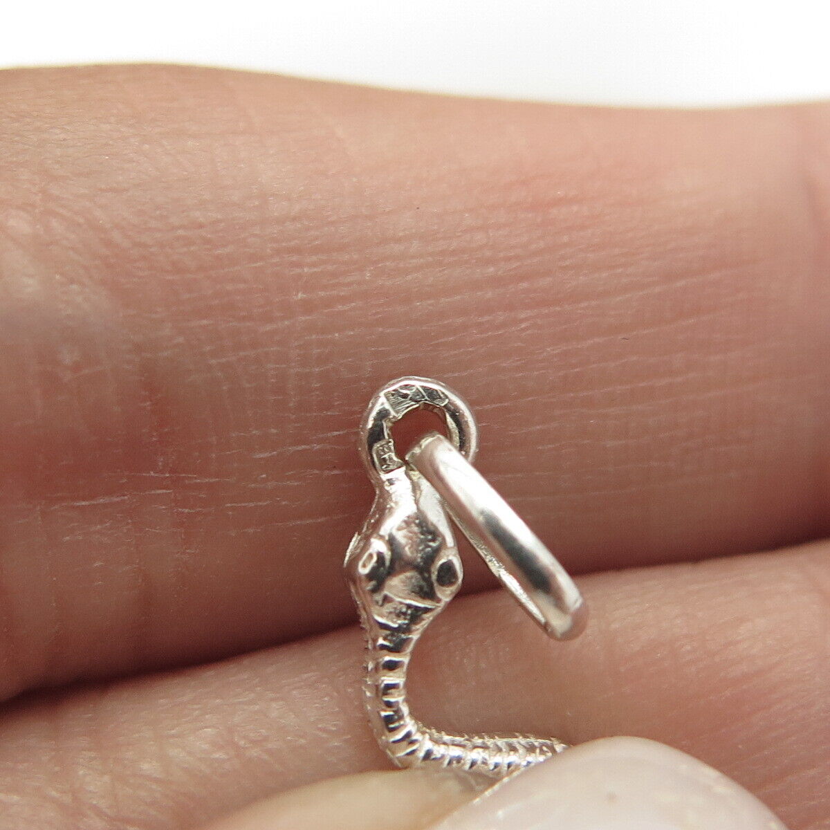 835 Silver Vintage Portugal Snake Charm Pendant