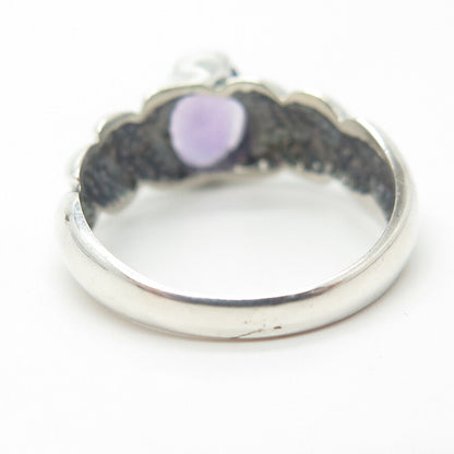 925 Sterling Silver Vintage Purple C Z Puffy Ring Size 7