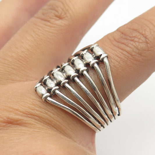 925 Sterling Silver Vintage Wire Spread Modern Tribal Statement Ring Size 12.5