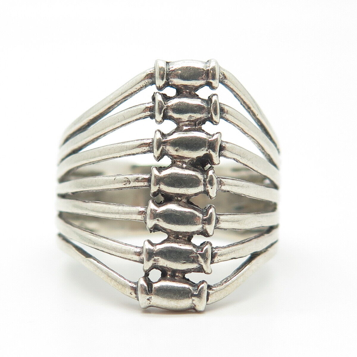 925 Sterling Silver Vintage Wire Spread Modern Tribal Statement Ring Size 12.5