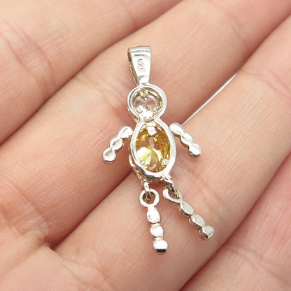 925 Sterling Silver Vintage C Z November Birthstone Boy Figure Charm Pendant