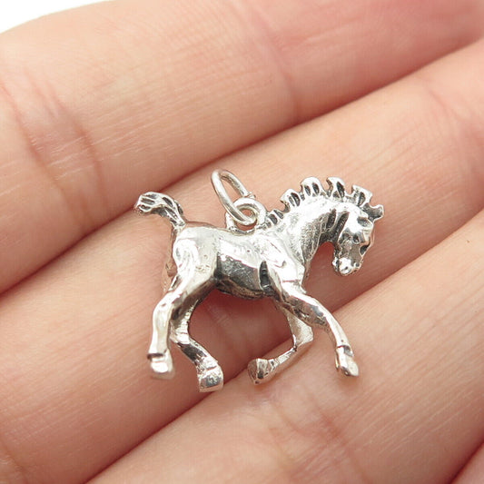 835 Silver Vintage Foal Horse Charm Pendant