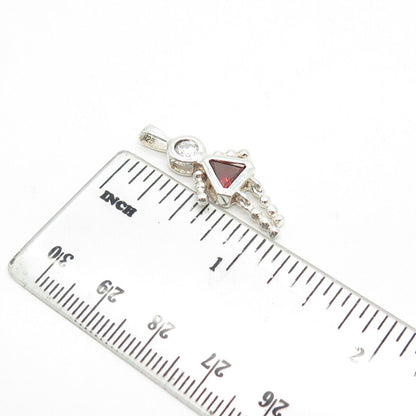 925 Sterling Silver Vintage Real Red Garnet C Z January Birthstone Girl Pendant