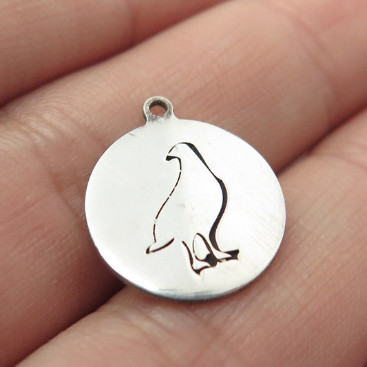 925 Sterling Silver USA Two In Town Pigeon Bird Charm Pendant