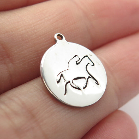 925 Sterling Silver USA Two In Town Racing Horses Charm Pendant