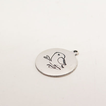 925 Sterling Silver USA Two In Town Little Bird Charm Pendant