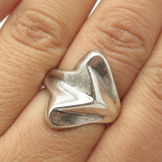 900 Silver Vintage Triangular Shark Tooth Modern Statement Ring Size 6.75